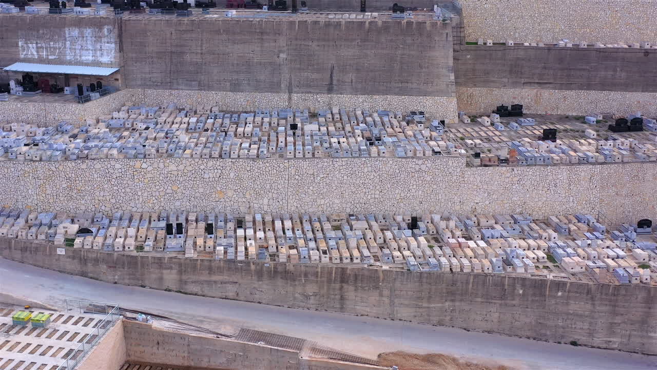 Aerial Footage Over Jewish Cemetery, Jerusalem