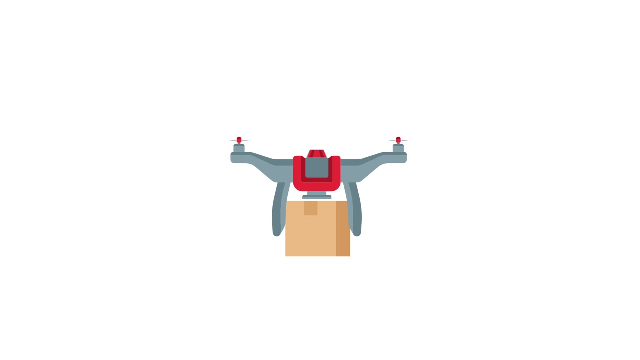 Animated Drone Picking Up and Delivering a Package