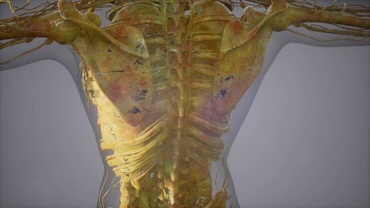 Complete close-up view of the Skeletal System with transparent body