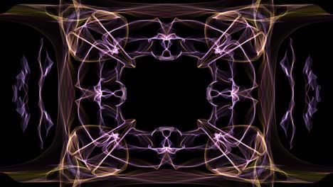 unusual fractal frame, animated border for own message, orange and purple curves on black background