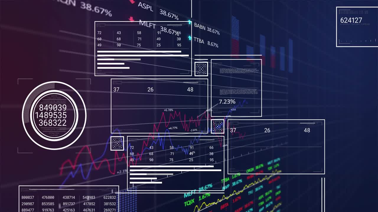 Grid backdrop appearing triggers panels populating data and connecting charts for live monitoring