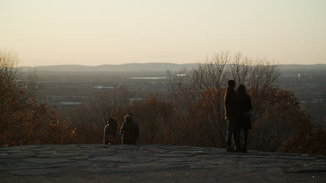 View-from-the-Mount-Royal-at-sunset-close-to-the-University-of-Montreal,-in-Montreal,-Quebec,-Canada