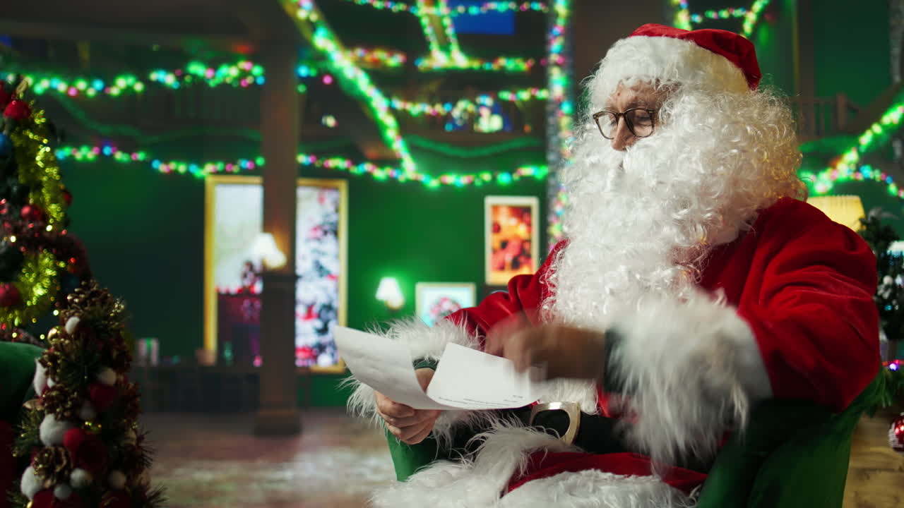 산타클로스가 크리스마스 편지를 읽는 것