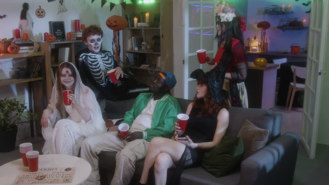 Halloween Party with Costumed Friends