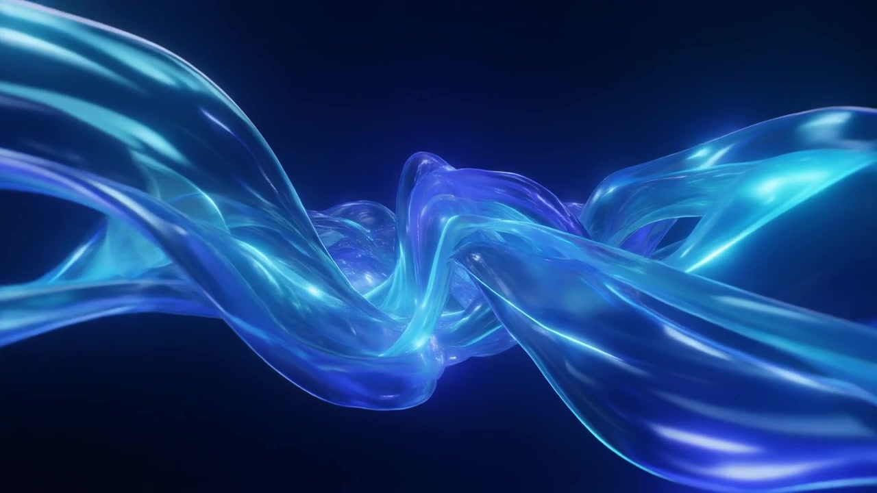 Abstract Blue Liquid Wave Flowing in Dark Space