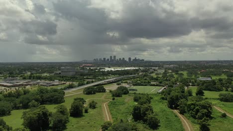 city of new orleans aerial on a cloudy day