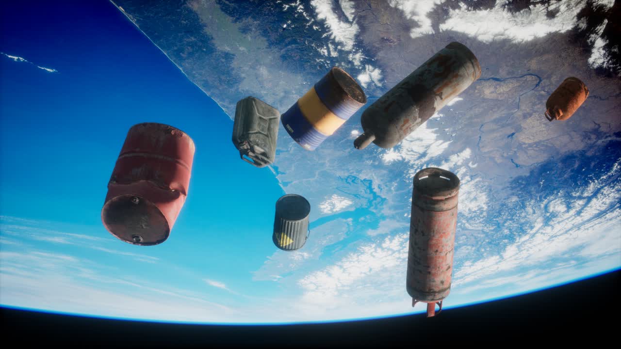 contaminación de la atmósfera del planeta tierra y el espacio