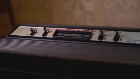 close-up of vintage video computer console tv game