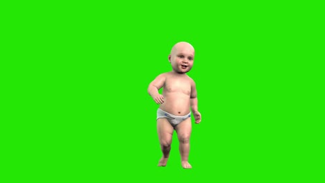bebé caminando hacia la cámara, bucle 4k, pantalla verde chromakey