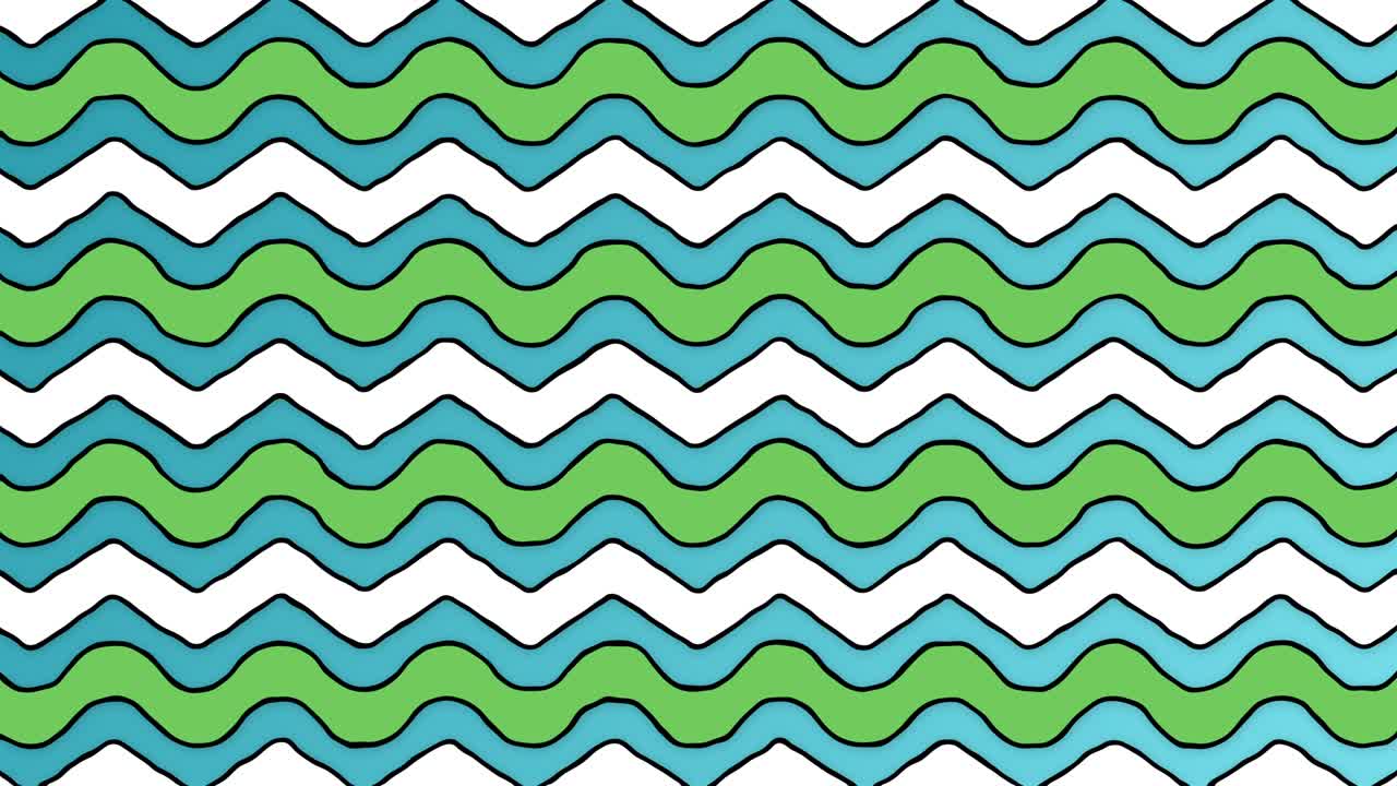 dibujos animados en zigzag verde líneas azules blancas fondo animado