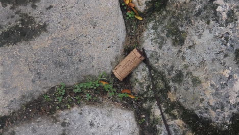 wine cork on stone ground