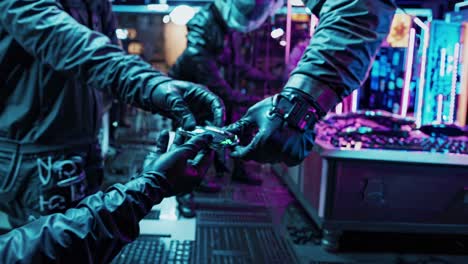 colaboración futurista en un dispositivo de alta tecnología