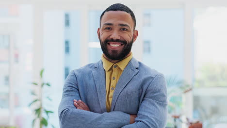 face, arms crossed and happy business man