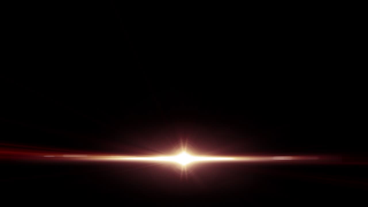 Center bottom golden star flash lights optical lens flares shiny animation art on black background loop. 4K lighting lamp rays effect dynamic colorful bright vdo for screen overlay effect element.