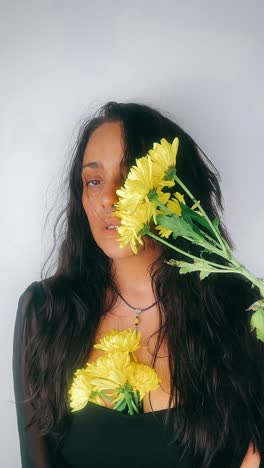 woman with yellow flowers