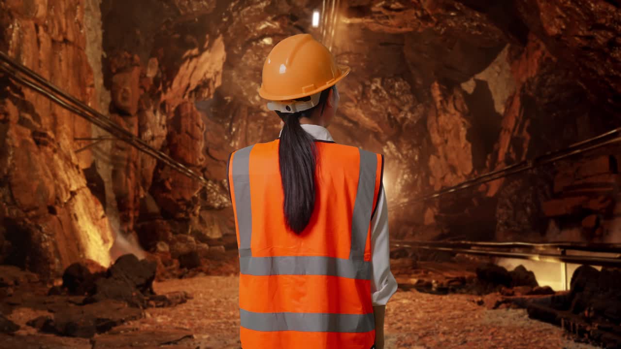 Woman Miner in a Tunnel
