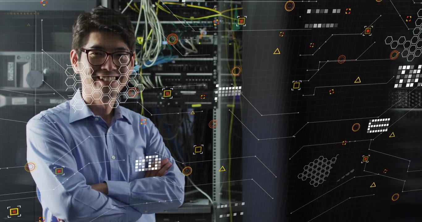 Un video digitale mostra una rete di elaborazione dati sull'interfaccia digitale di un medico.