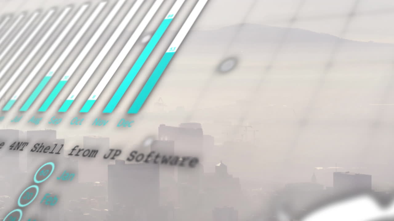 animación del procesamiento de datos sobre el paisaje urbano