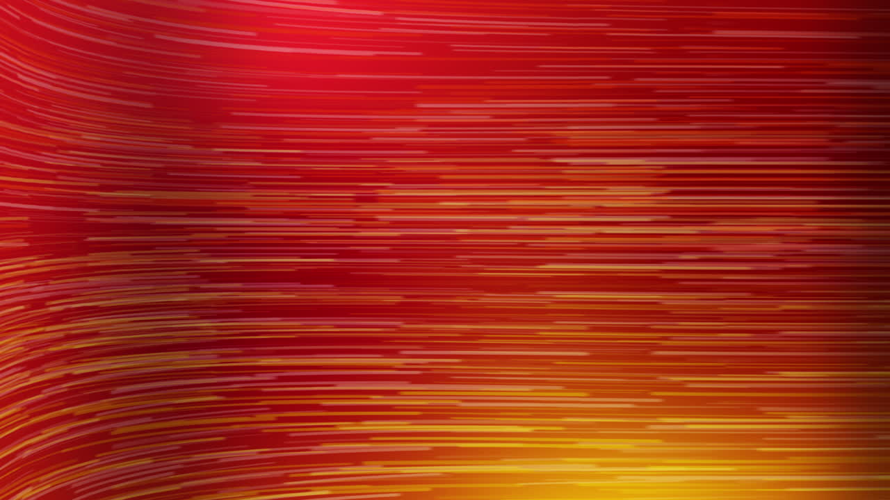 Abstract looped red background with bright yellow particles moving quickly to the side. Motion graphics.