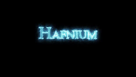 hafnio, elemento químico, escrito con fuego. bucle