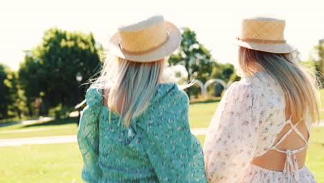 two friends in a park