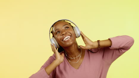 dance, music and headphones with black woman