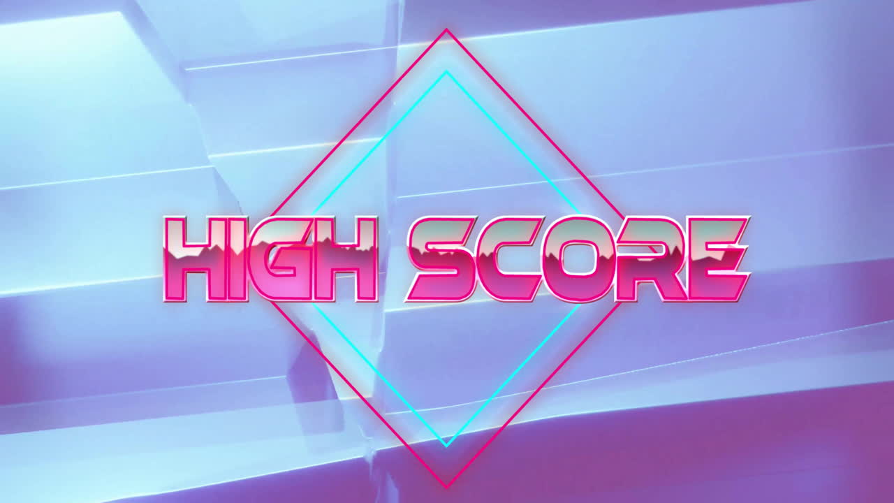 animación de texto de alta puntuación sobre formas azules