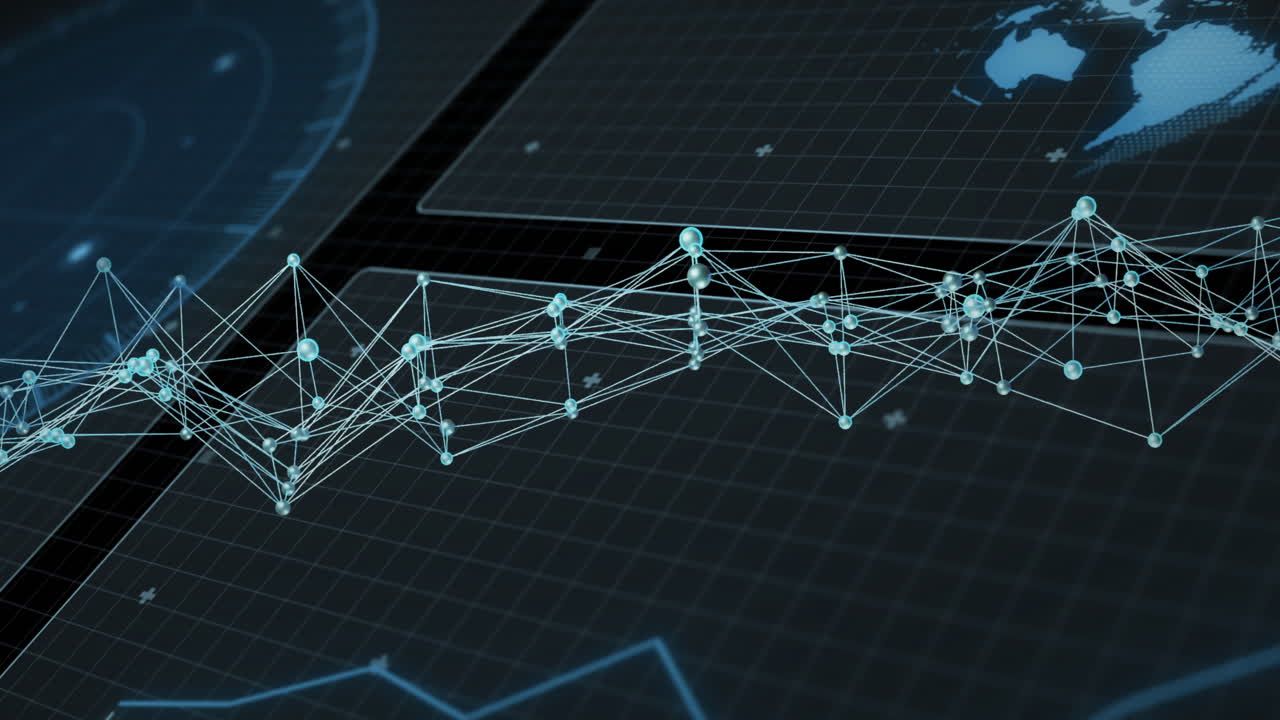 animación del procesamiento de datos digitales y las conexiones sobre un fondo oscuro