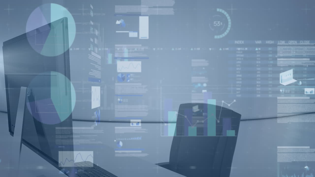 animación del procesamiento de datos estadísticos en el escritorio