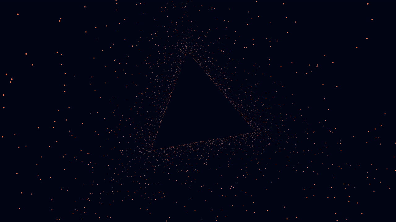 Numerous small dots artfully arranged in a triangular pattern to create the illusion of a larger triangle shape