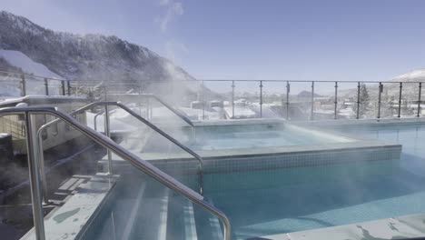 steamy pool in aspen colorado, winter