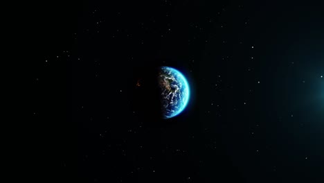 beautiful planet rotating earth from space star sunrise loop animation.