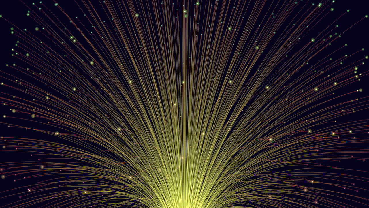 어두운 공간에 선과 네온 점이 있는 미래형 구