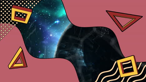 animación de formas retro abstractas con redes de conexiones