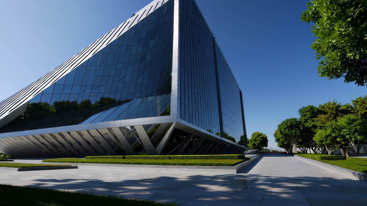 Modern Architectural Office Building in Urban Park Setting