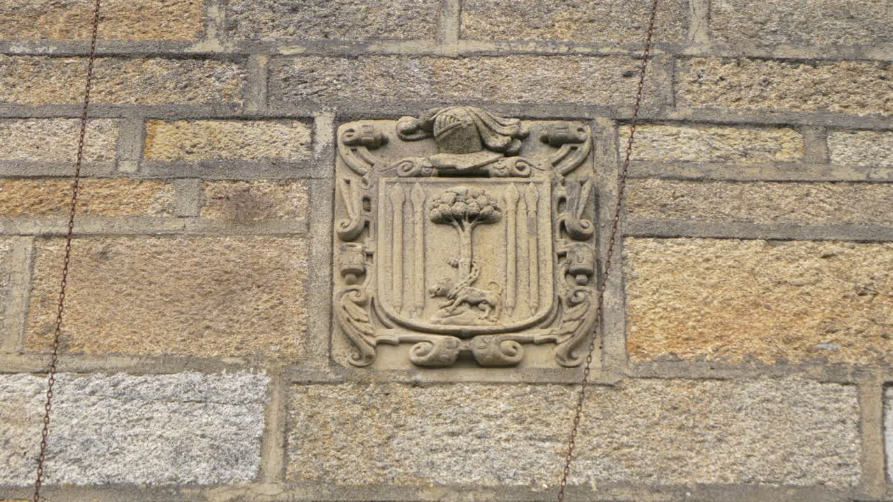 Carving detail on San Xoan church in Vilar de Santos, a heritage site in Galicia, Spain