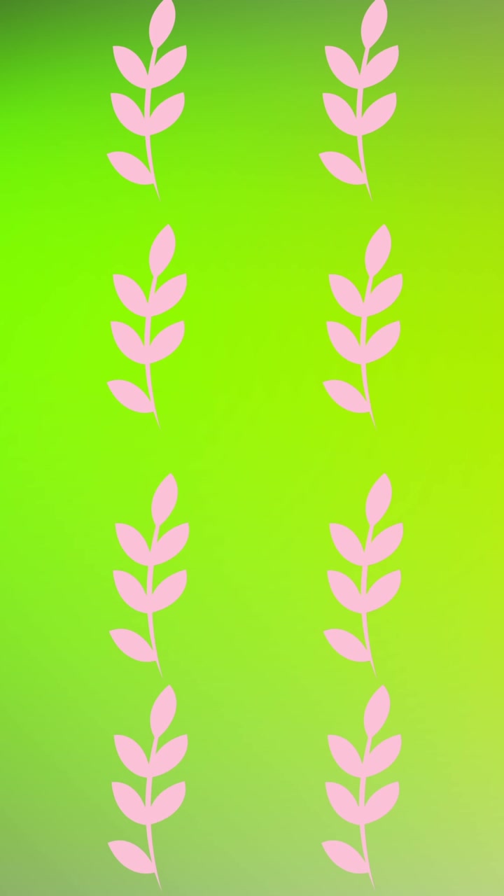 Animation of multiple pink plants over green background