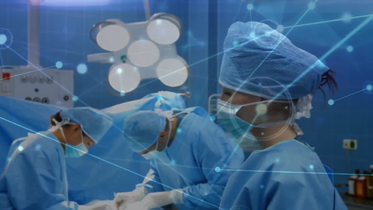 animación del procesamiento de datos sobre diversos cirujanos durante la cirugía