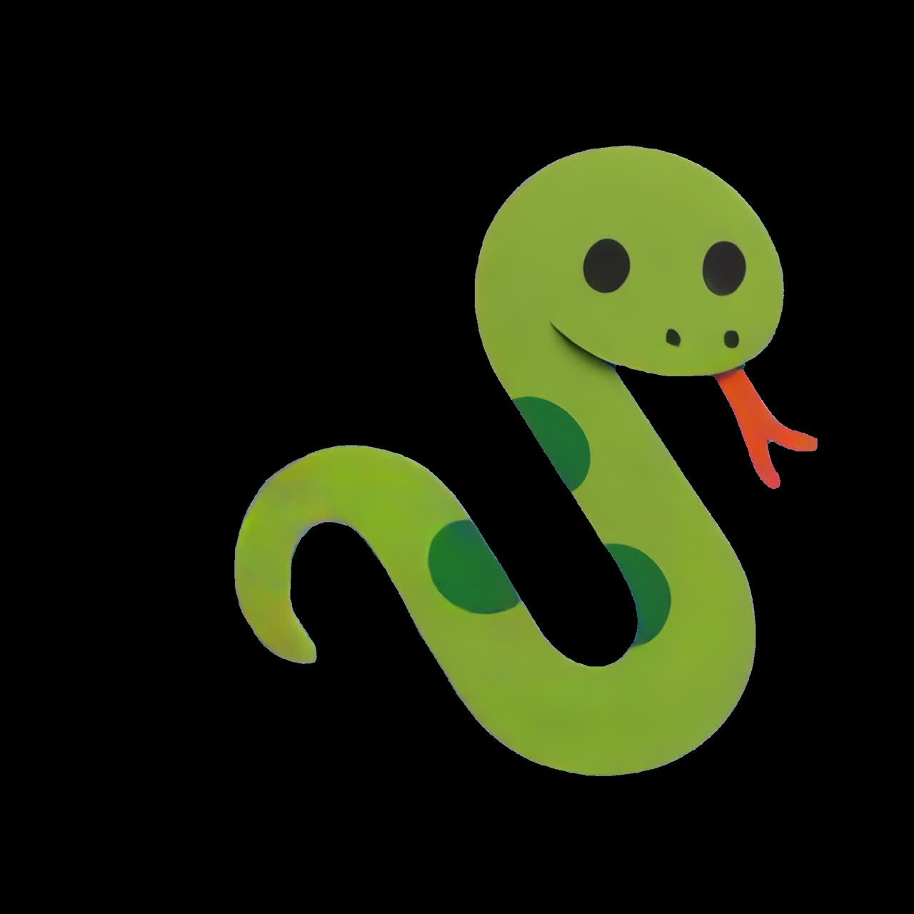 Animazione di illustrazione di un simpatico serpente in stile cartoni animati, risorsa isolata, video 4K trasparente, canale alfa