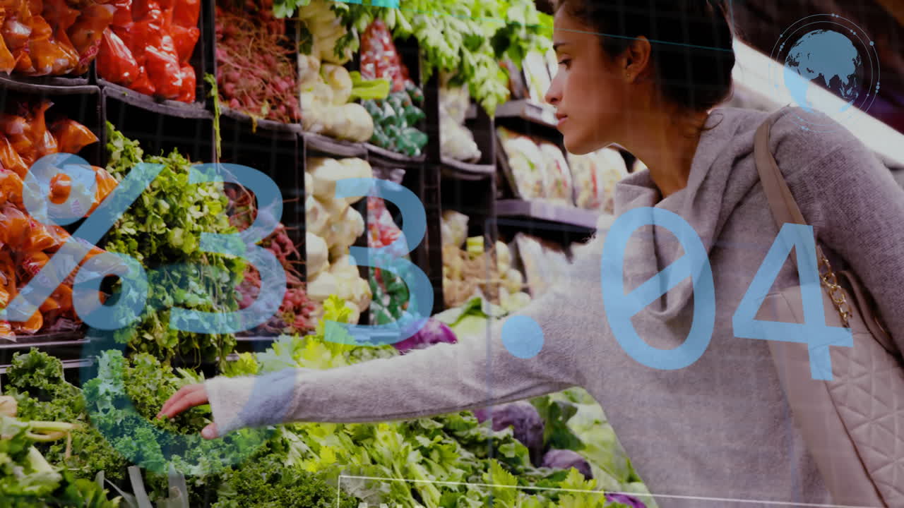 animación del procesamiento de datos sobre las compras de mujeres caucásicas.