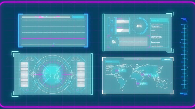 Animation of scope scanning with data processing on blue background