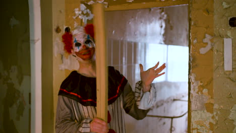 scary clown in abandoned house