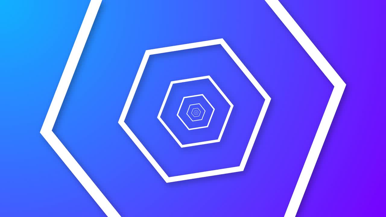 Futuristic Blue Purple Neon Hexagon Tunnel Loop VJ Background