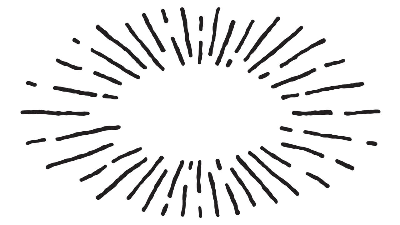 색 바탕에 추상적인 재는 손으로 그려진 방사선. 트렌디한 빈티지 스 모션 스타일의 만화 귀여운 요소. 창의적인 디자인 프로젝트를위한 완벽한 루프 도들 스케치 애니메이션.