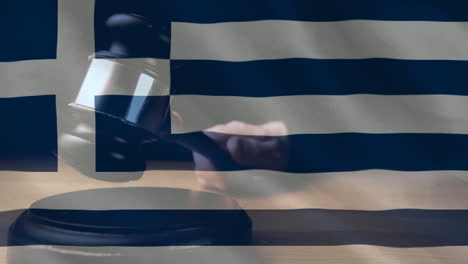 animación digital de la bandera griega y el martillo 4k
