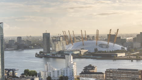 aerial view of london cityscape with o2 arena