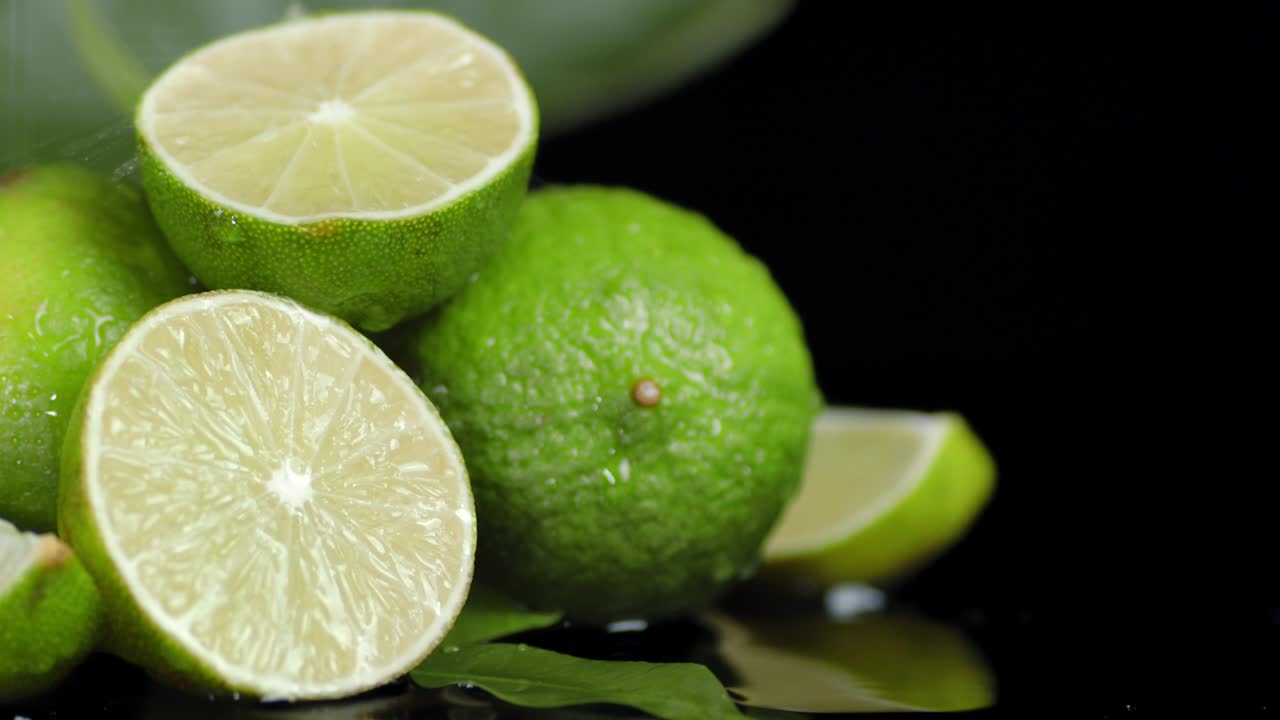 en la mitad de la cal fresca caen gotas de agua.