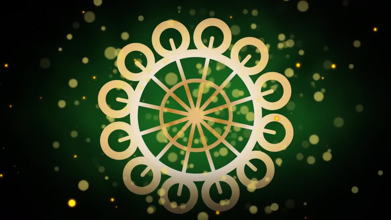 animación de puntos verdes y círculos sobre fondo negro