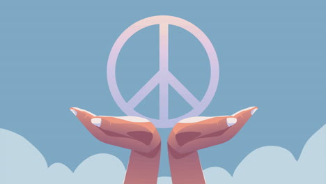 hands lifting peace symbol animation