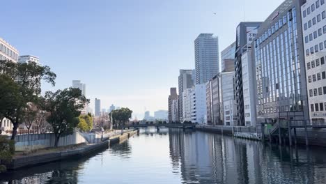 japan osaka city river view landscape